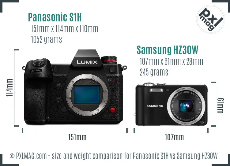 Panasonic S1H vs Samsung HZ30W size comparison