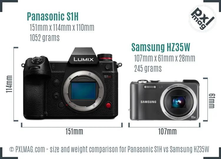 Panasonic S1H vs Samsung HZ35W size comparison Panasonic S1H vs Samsung HZ35W size comparison