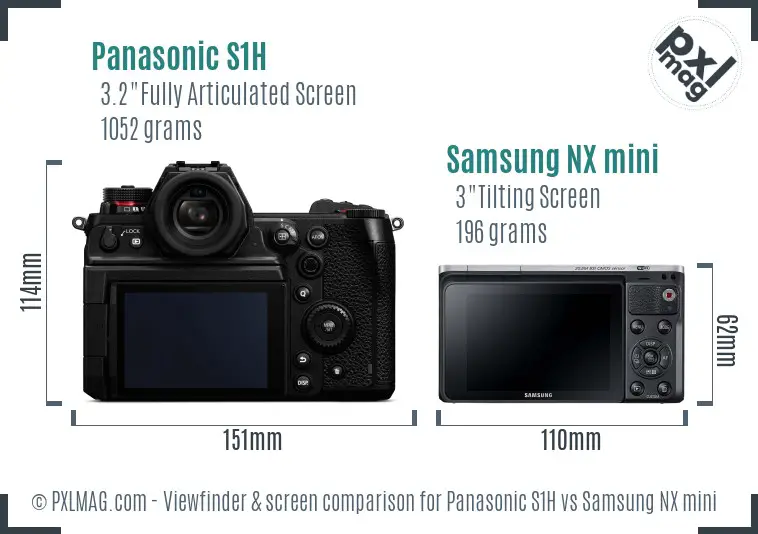 Panasonic S1H vs Samsung NX mini Screen and Viewfinder comparison