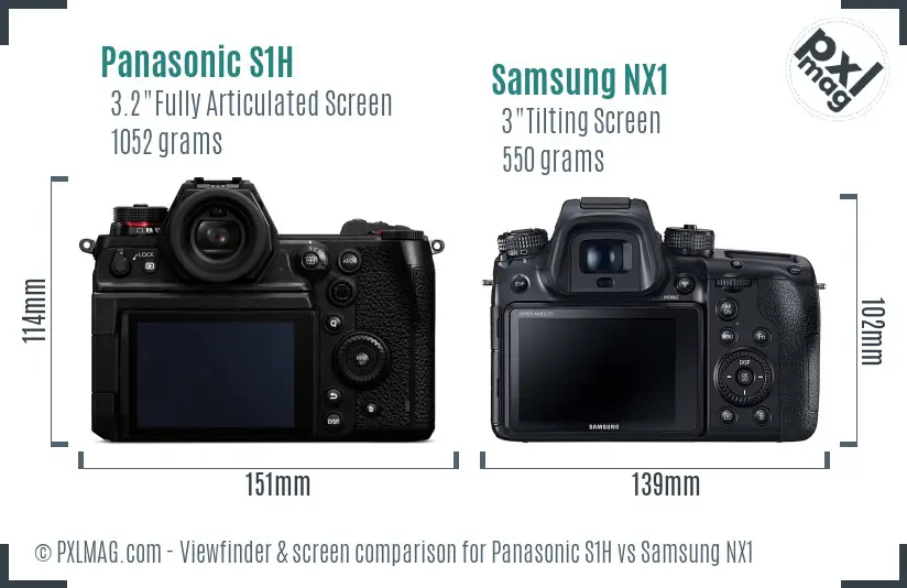 Panasonic S1H vs Samsung NX1 Screen and Viewfinder comparison