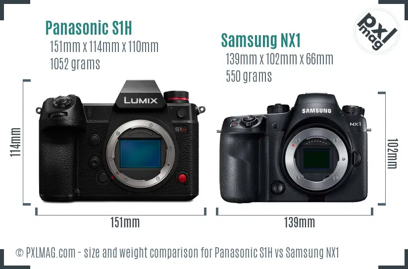 Panasonic S1H vs Samsung NX1 size comparison