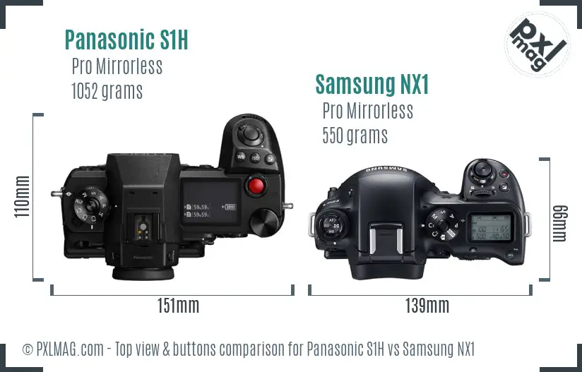 Panasonic S1H vs Samsung NX1 top view buttons comparison