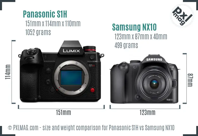 Panasonic S1H vs Samsung NX10 size comparison