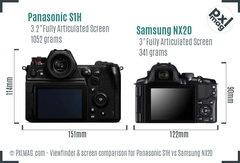 Panasonic S1H vs Samsung NX20 Screen and Viewfinder comparison