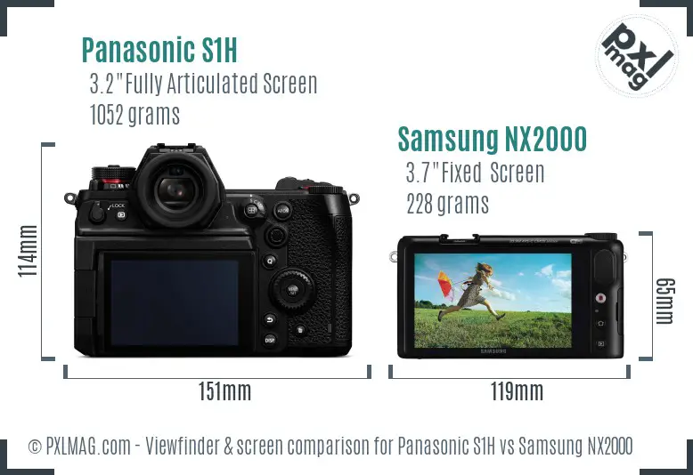 Panasonic S1H vs Samsung NX2000 Screen and Viewfinder comparison