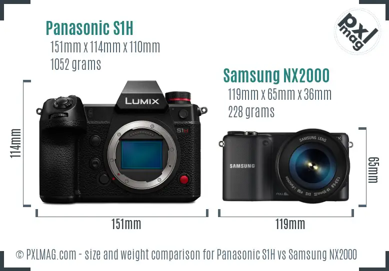 Panasonic S1H vs Samsung NX2000 size comparison