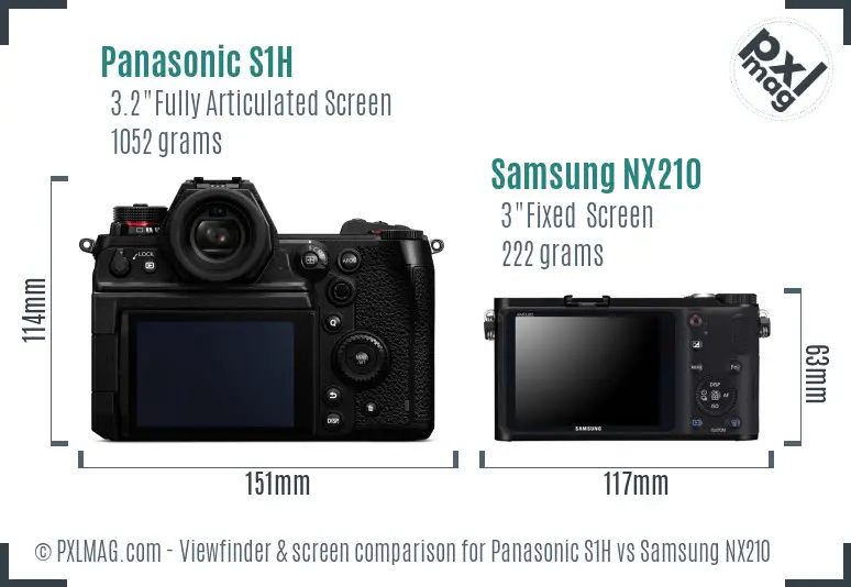 Panasonic S1H vs Samsung NX210 Screen and Viewfinder comparison Panasonic S1H vs Samsung NX210 Screen and Viewfinder comparison