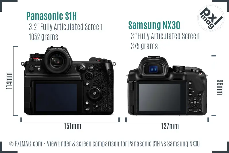 Panasonic S1H vs Samsung NX30 Screen and Viewfinder comparison