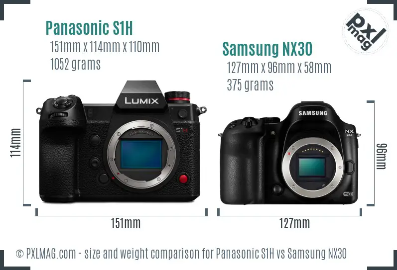 Panasonic S1H vs Samsung NX30 size comparison