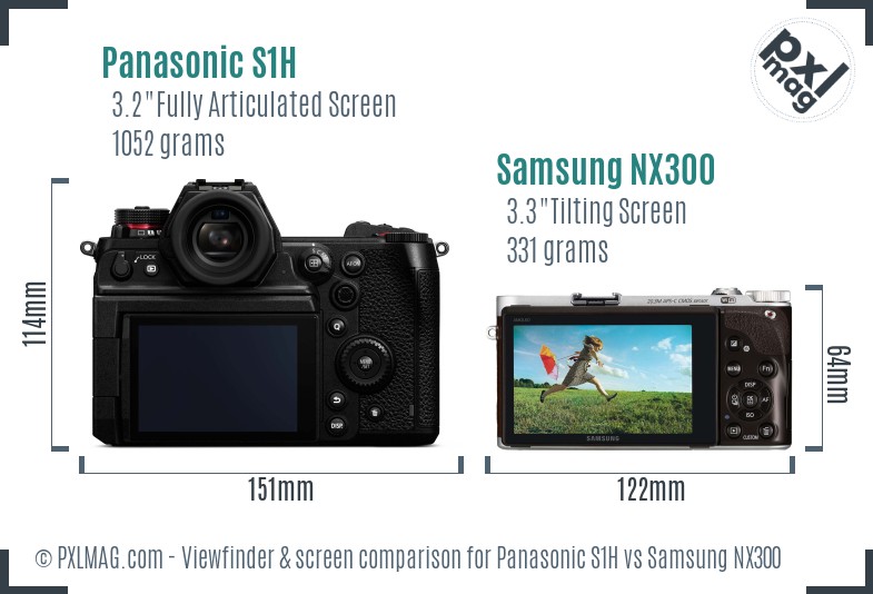 Panasonic S1H vs Samsung NX300 Screen and Viewfinder comparison