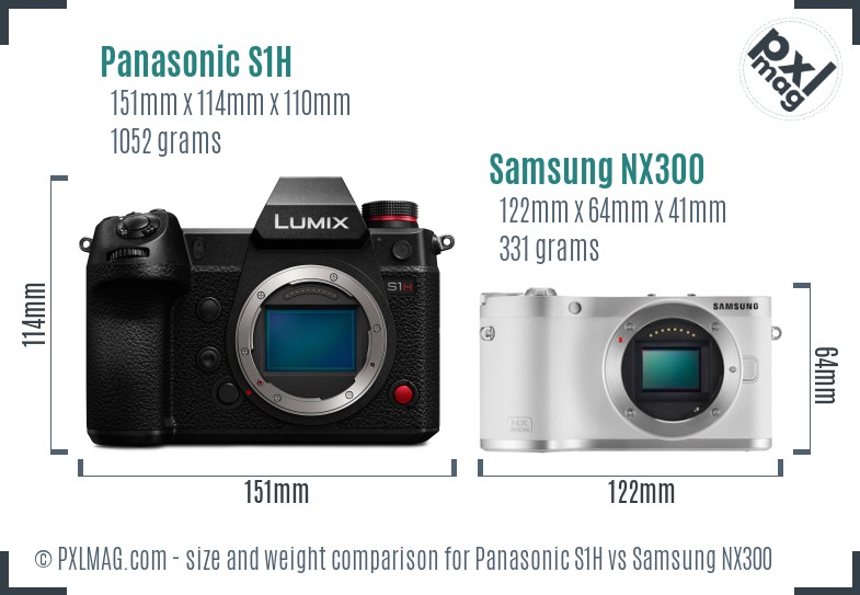 Panasonic S1H vs Samsung NX300 size comparison