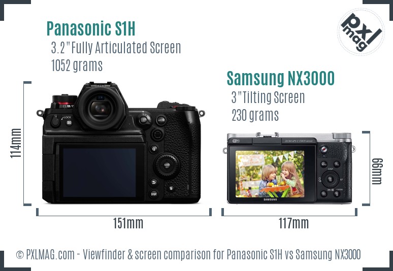 Panasonic S1H vs Samsung NX3000 Screen and Viewfinder comparison
