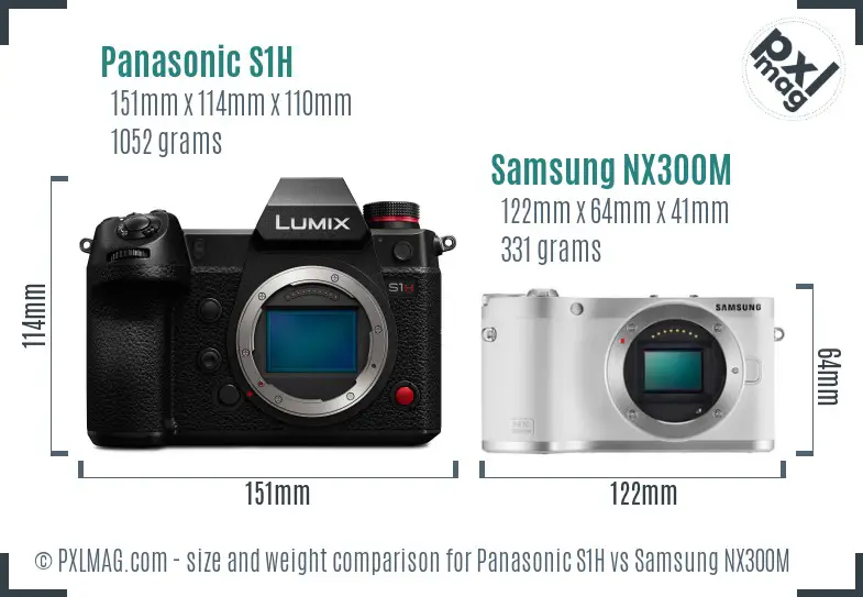 Panasonic S1H vs Samsung NX300M size comparison