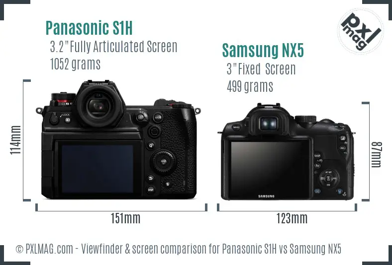 Panasonic S1H vs Samsung NX5 Screen and Viewfinder comparison