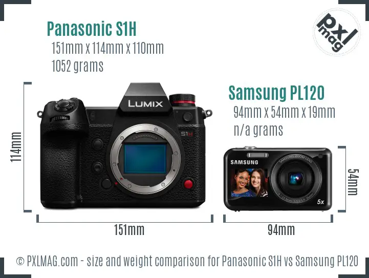 Panasonic S1H vs Samsung PL120 size comparison