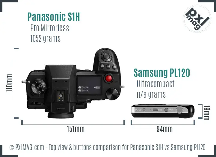 Panasonic S1H vs Samsung PL120 top view buttons comparison