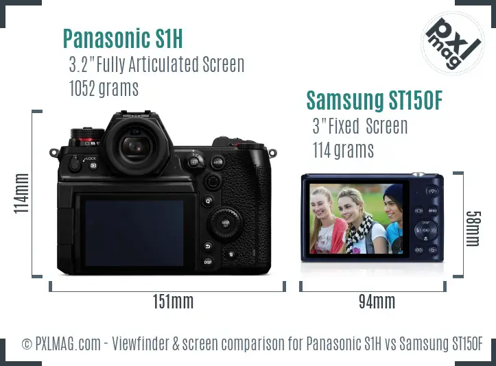 Panasonic S1H vs Samsung ST150F Screen and Viewfinder comparison