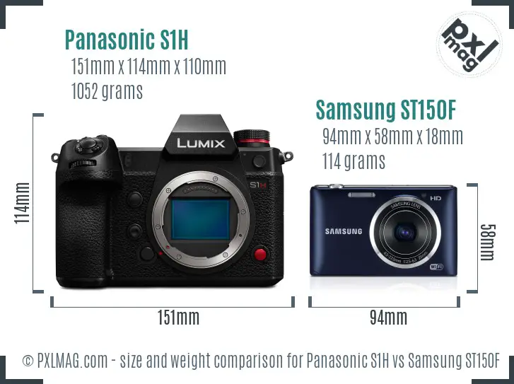 Panasonic S1H vs Samsung ST150F size comparison