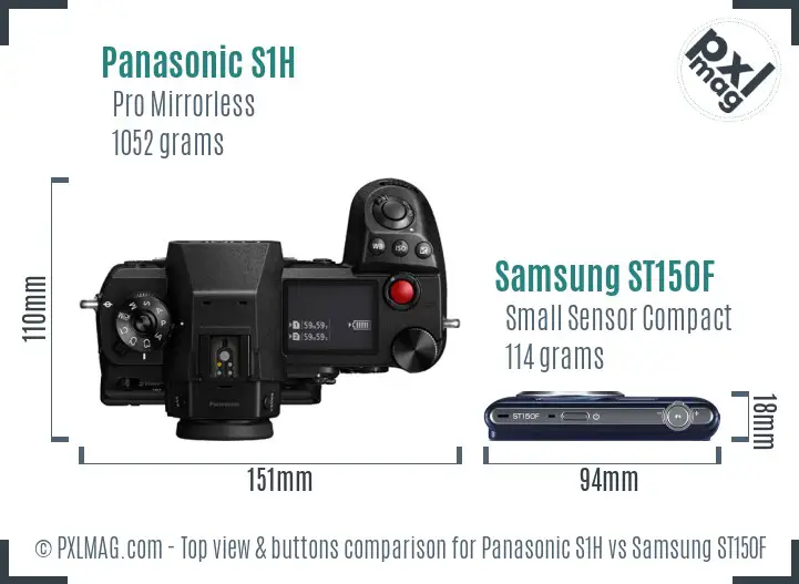 Panasonic S1H vs Samsung ST150F top view buttons comparison