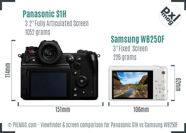 Panasonic S1H vs Samsung WB250F Screen and Viewfinder comparison