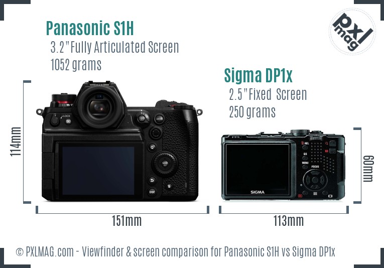 Panasonic S1H vs Sigma DP1x Screen and Viewfinder comparison
