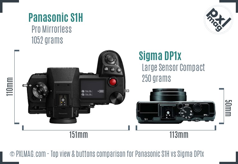 Panasonic S1H vs Sigma DP1x top view buttons comparison
