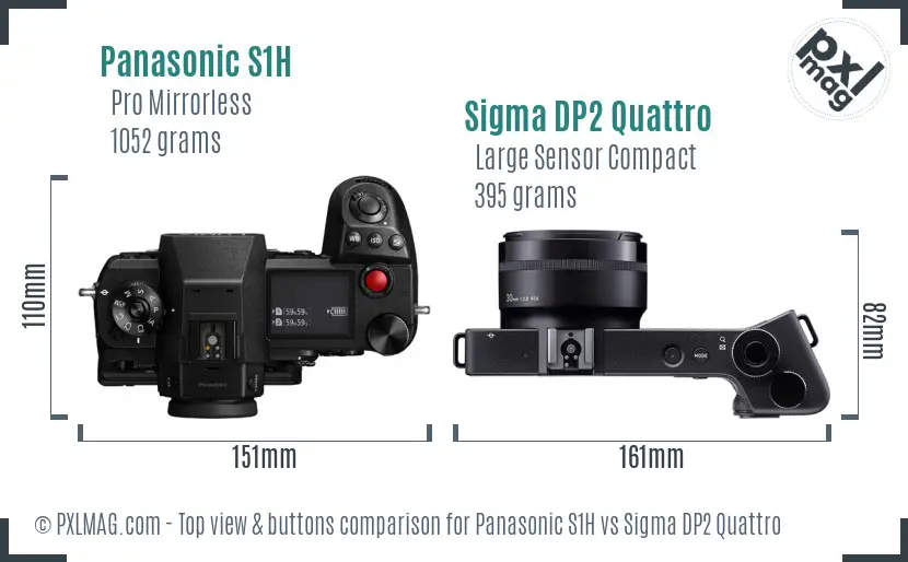 Panasonic S1H vs Sigma DP2 Quattro top view buttons comparison
