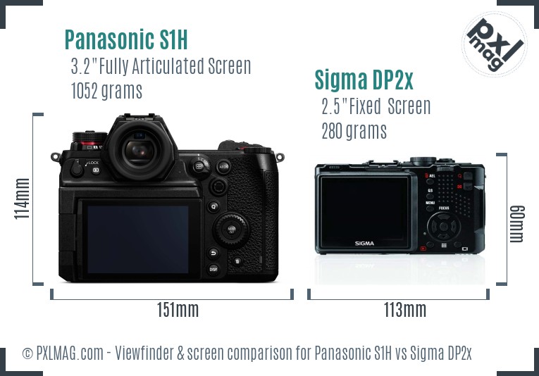Panasonic S1H vs Sigma DP2x Screen and Viewfinder comparison