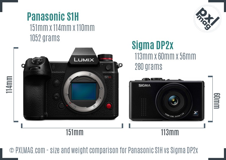 Panasonic S1H vs Sigma DP2x size comparison