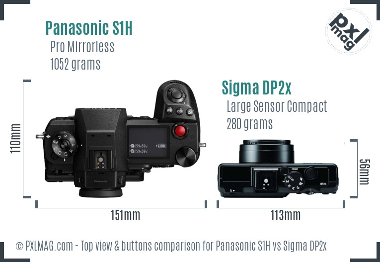 Panasonic S1H vs Sigma DP2x top view buttons comparison