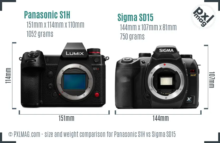 Panasonic S1H vs Sigma SD15 size comparison