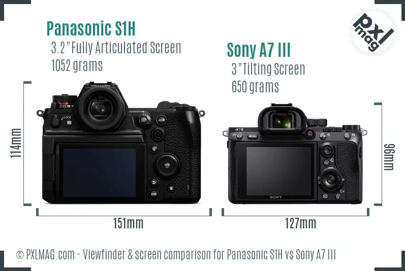 Panasonic S1H vs Sony A7 III Screen and Viewfinder comparison