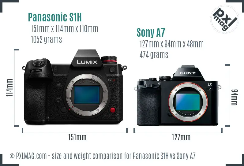 Panasonic S1H vs Sony A7 size comparison