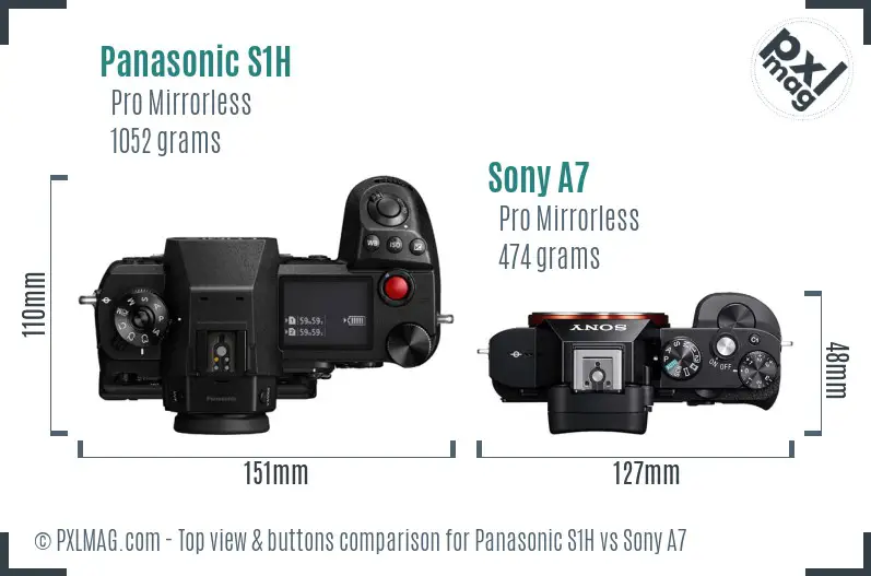 Panasonic S1H vs Sony A7 top view buttons comparison