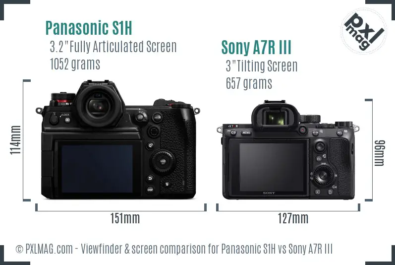 Panasonic S1H vs Sony A7R III Screen and Viewfinder comparison