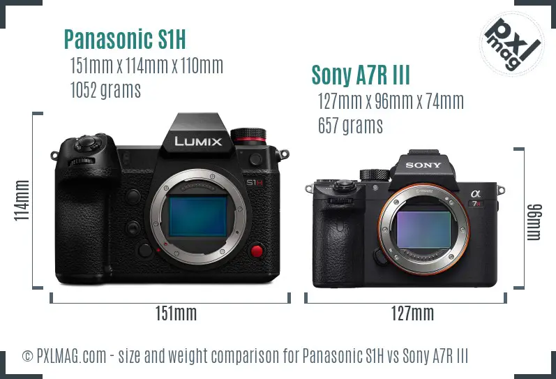 Panasonic S1H vs Sony A7R III size comparison