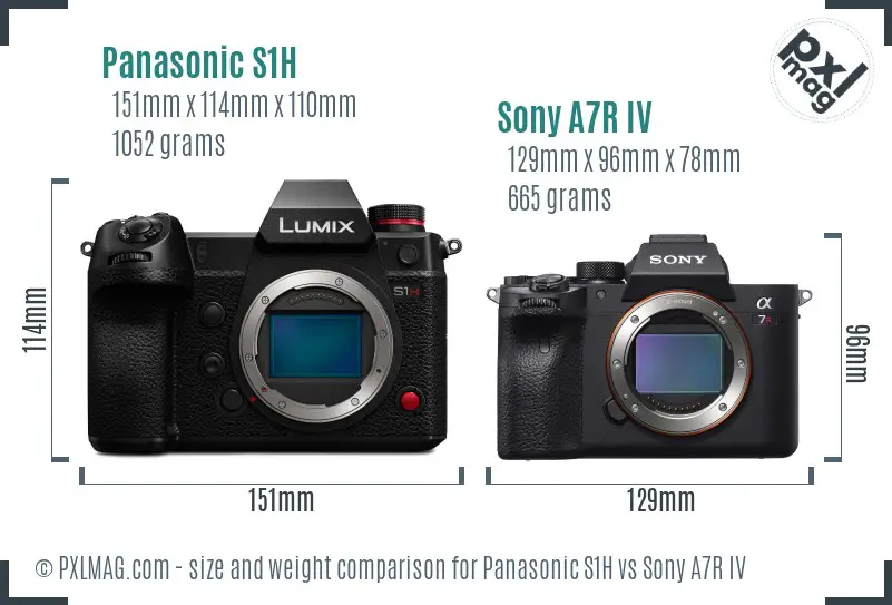 Panasonic S1H vs Sony A7R IV size comparison