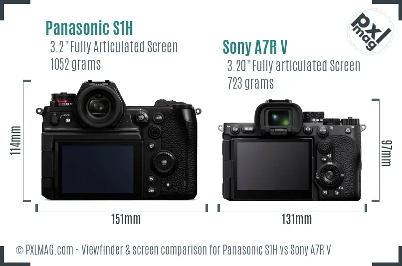Panasonic S1H vs Sony A7R V Screen and Viewfinder comparison