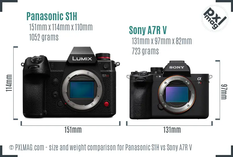 Panasonic S1H vs Sony A7R V size comparison