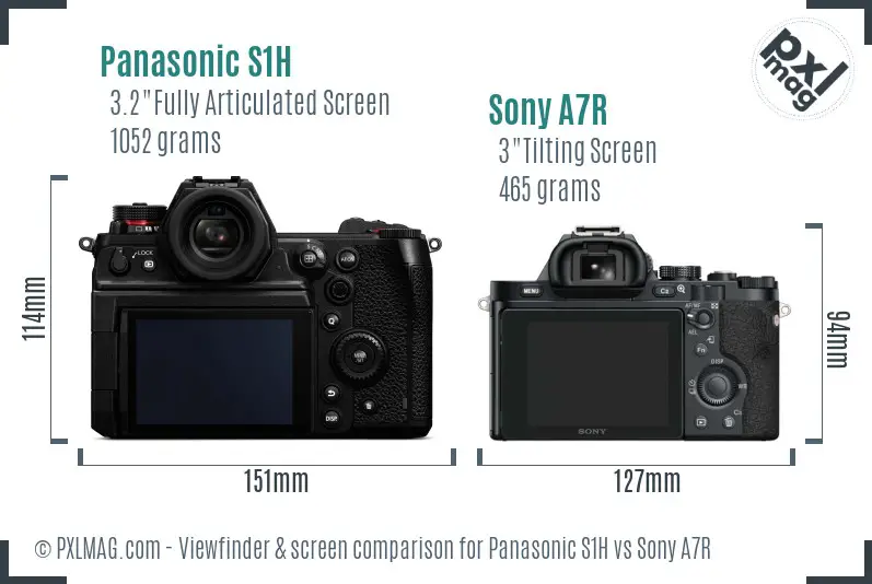Panasonic S1H vs Sony A7R Screen and Viewfinder comparison