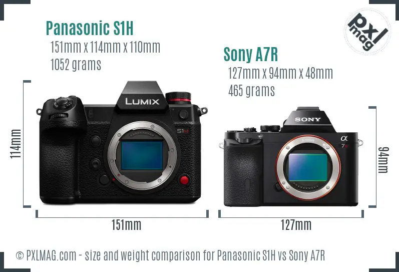 Panasonic S1H vs Sony A7R size comparison