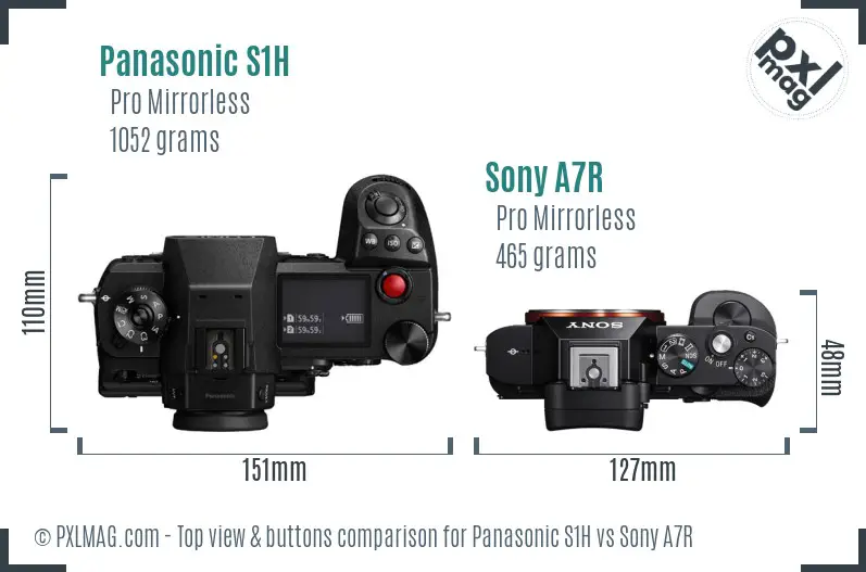Panasonic S1H vs Sony A7R top view buttons comparison