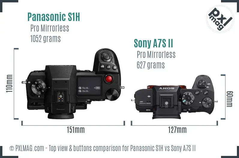 Panasonic S1H vs Sony A7S II top view buttons comparison