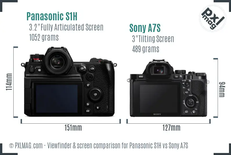 Panasonic S1H vs Sony A7S Screen and Viewfinder comparison