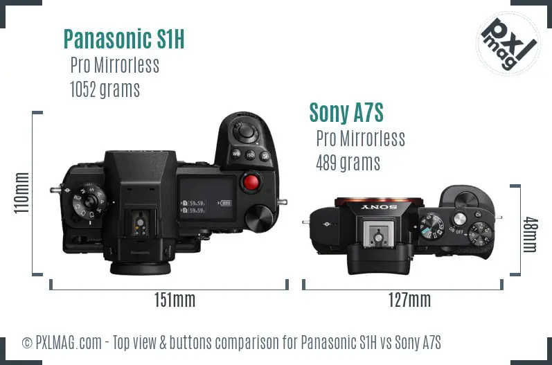 Panasonic S1H vs Sony A7S top view buttons comparison