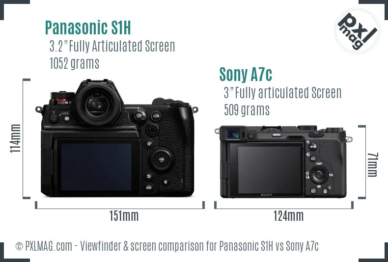 Panasonic S1H vs Sony A7c Screen and Viewfinder comparison