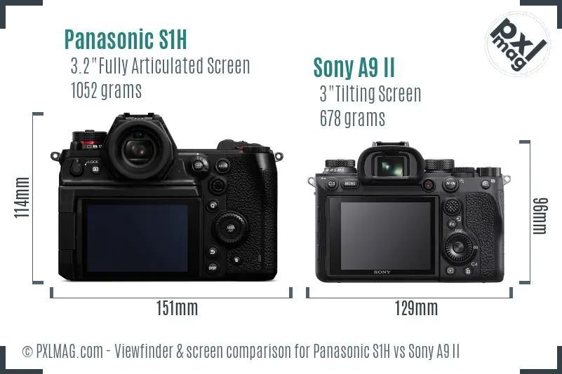 Panasonic S1H vs Sony A9 II Screen and Viewfinder comparison