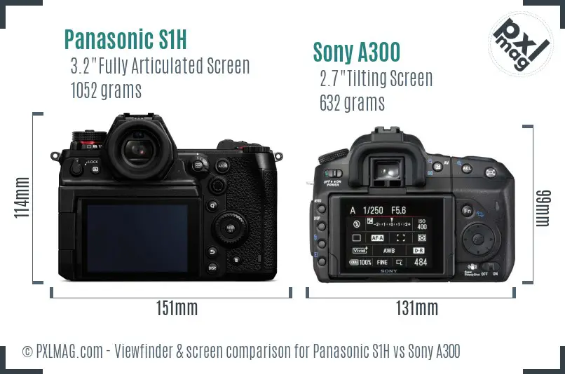 Panasonic S1H vs Sony A300 Screen and Viewfinder comparison