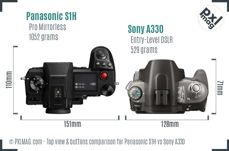 Panasonic S1H vs Sony A330 top view buttons comparison