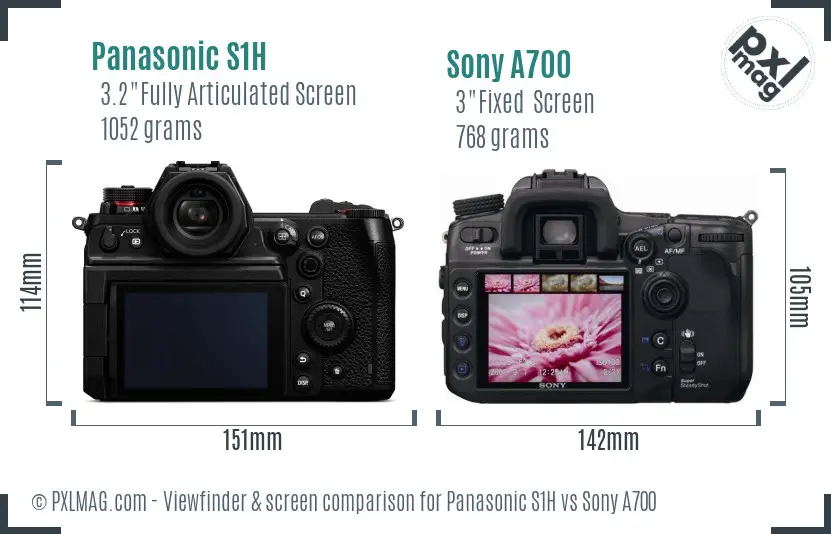 Panasonic S1H vs Sony A700 Screen and Viewfinder comparison